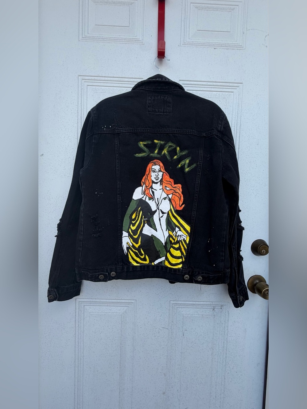 Forever 21 Black Denim Jacket with Painted Graphic